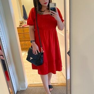 Red Isabel Maternity Dress - Linen Blend - Medium